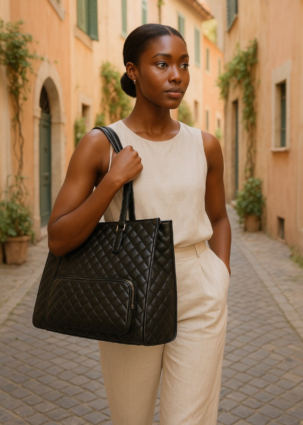 3-in-1 Quilted Tote Bag