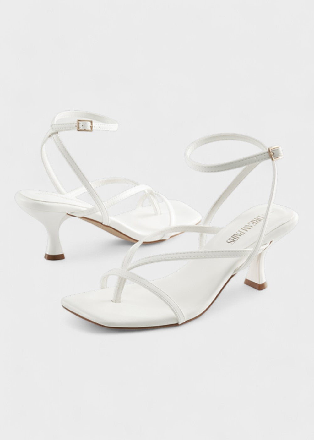 Kassie - Square Toe Strappy Kitten Heels