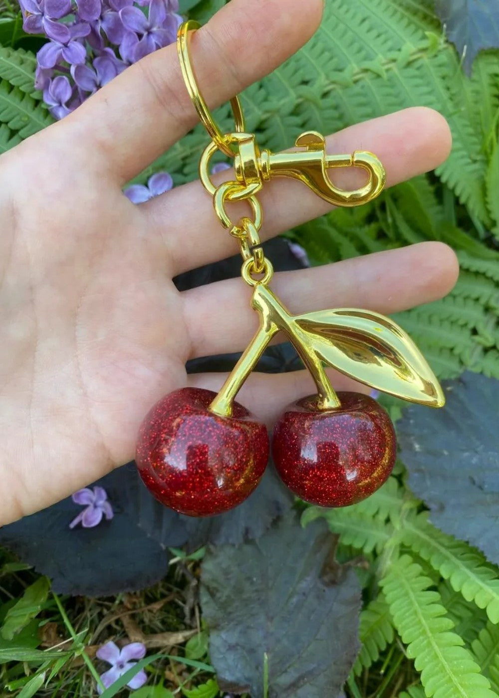 Gold cherry charm