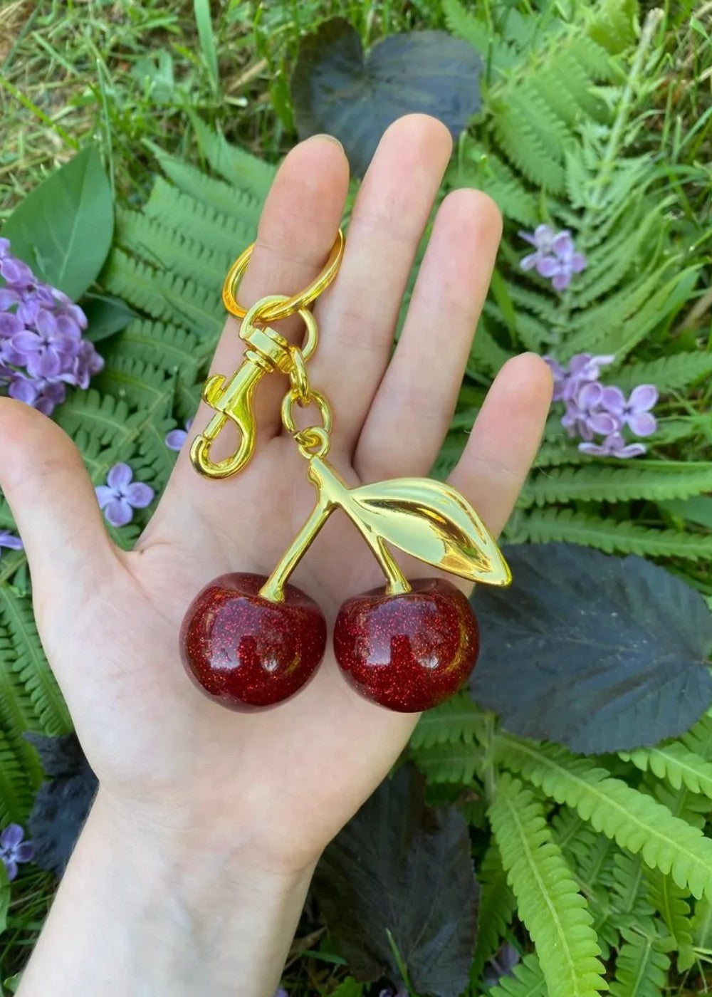 Gold cherry charm