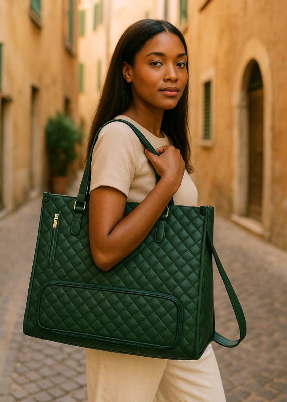 3-in-1 Quilted Tote Bag