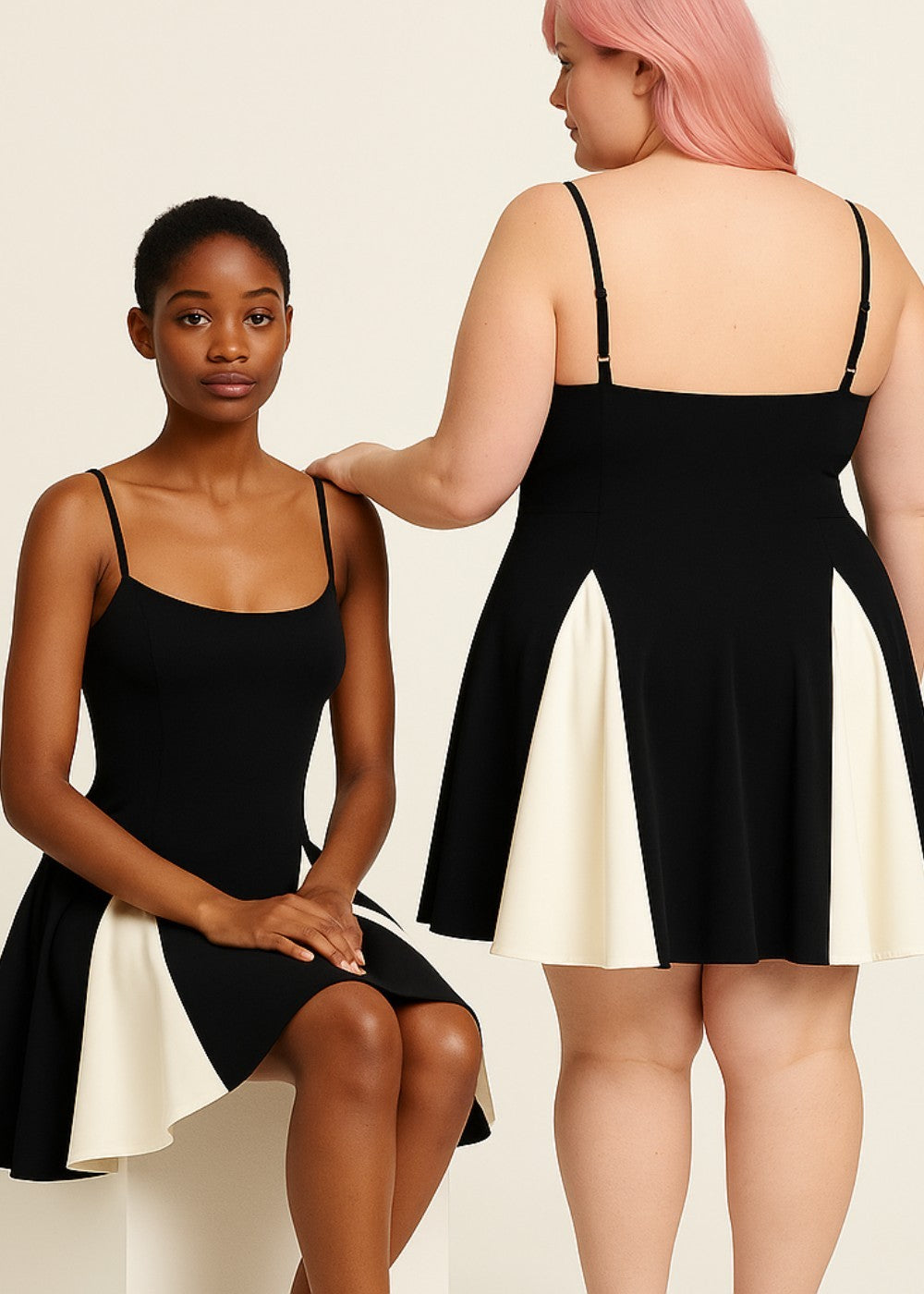 Black dress with thin straps