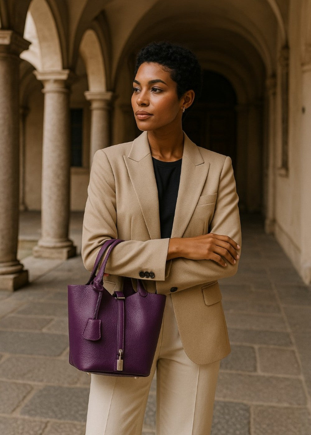 Viral Leather Bucket Bag