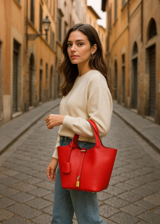 Viral Leather Bucket Bag