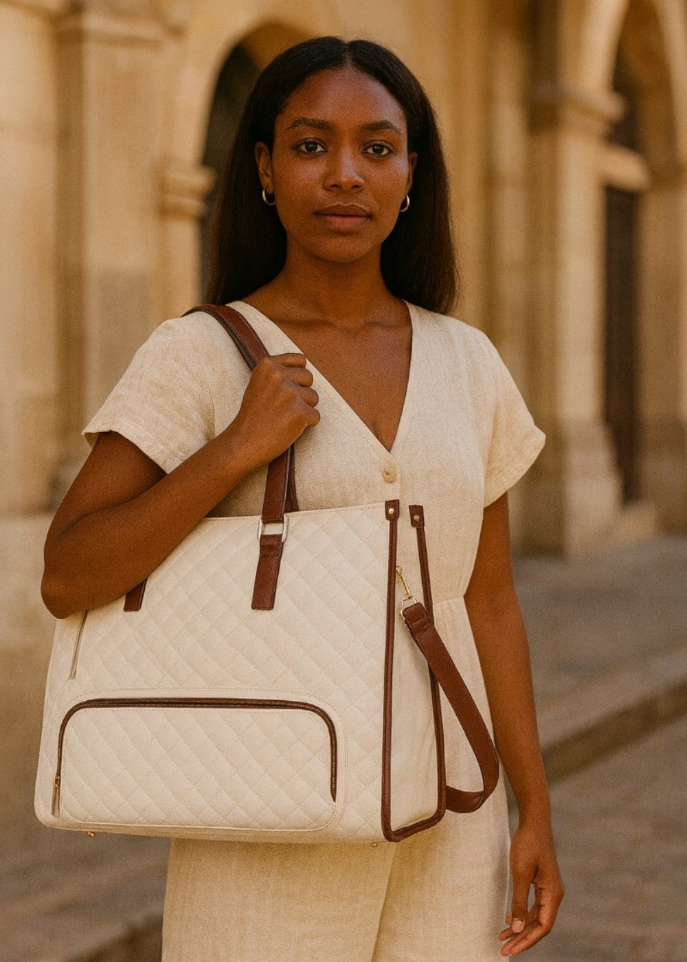 3-in-1 Quilted Tote Bag