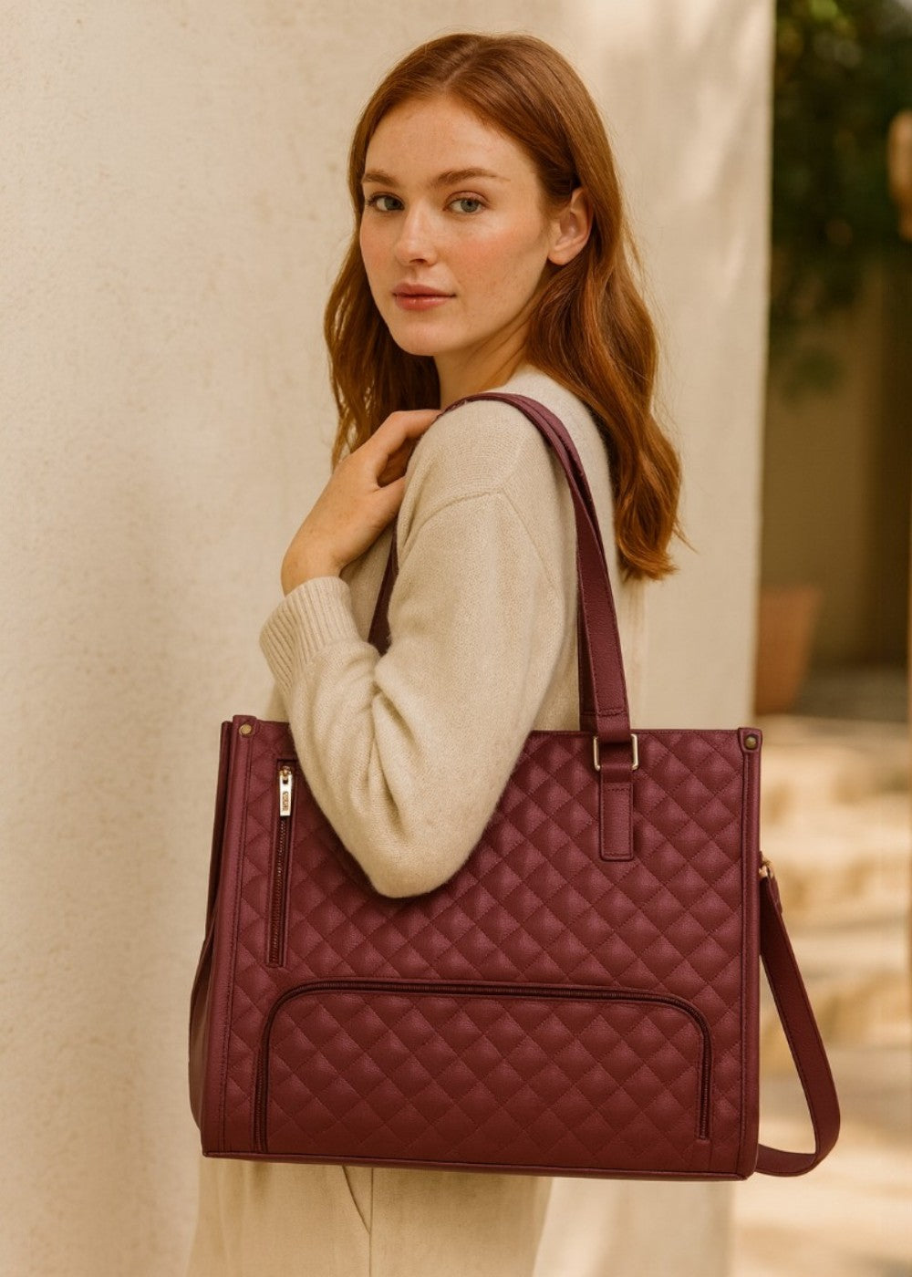 3-in-1 Quilted Tote Bag